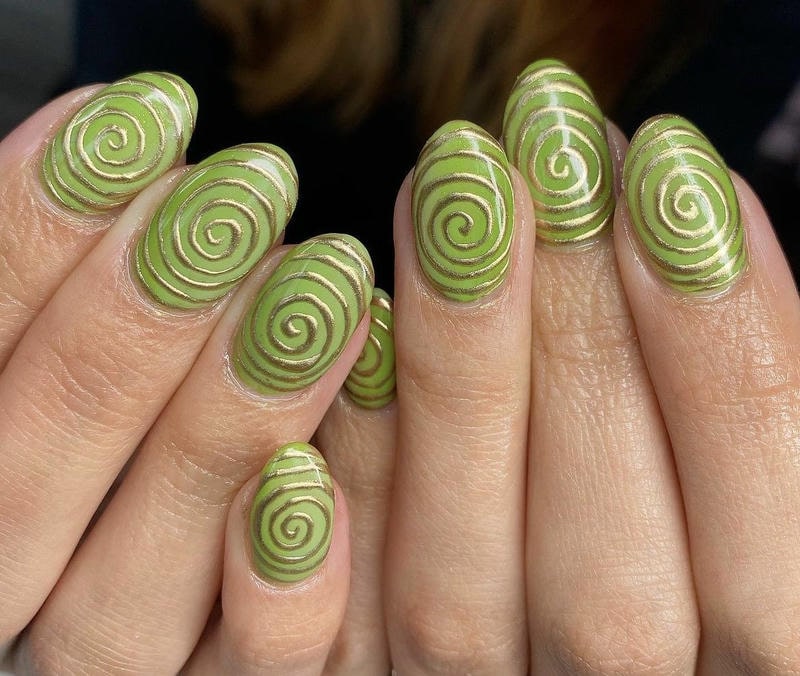 nail tay màu xanh lá cực hot