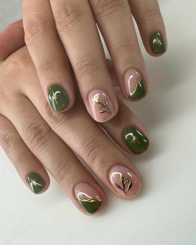nail tay màu xanh lá cực lạ