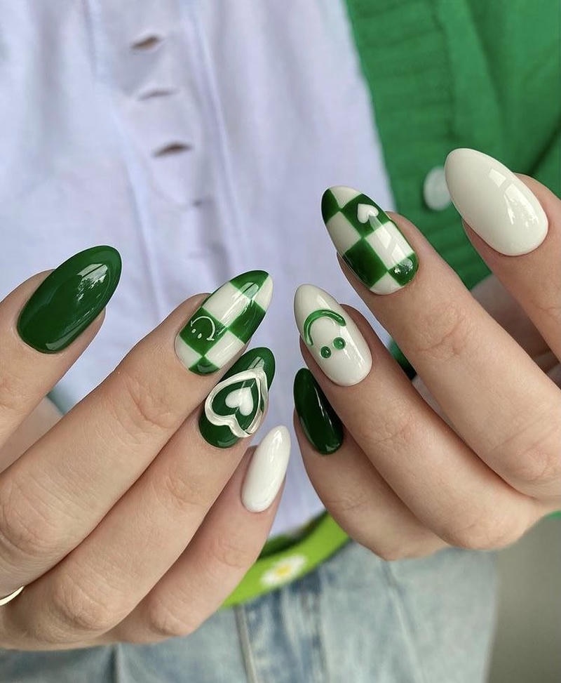 nail tay màu xanh lá nổi bật