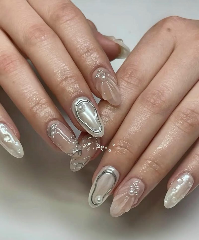 nail tay ngọc trai cực sang trọng