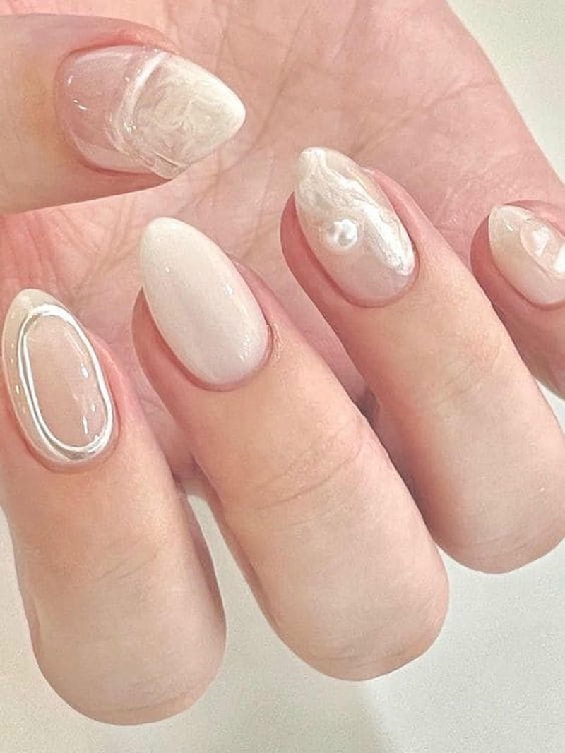 nail tay ngọc trai gu thẩm mỹ đẹp