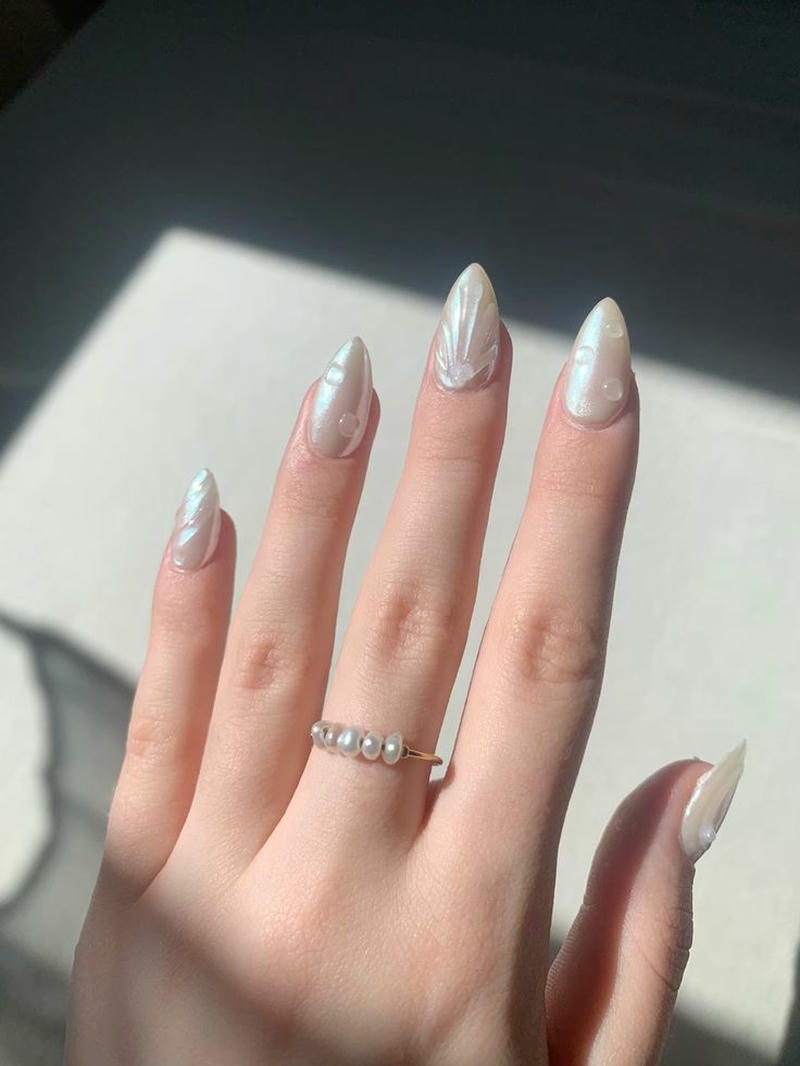 nail tay ngọc trai kiểu tiểu thư