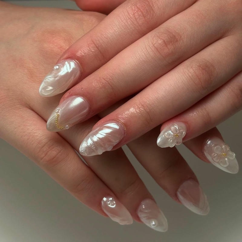 nail tay ngọc trai nghệ thuật