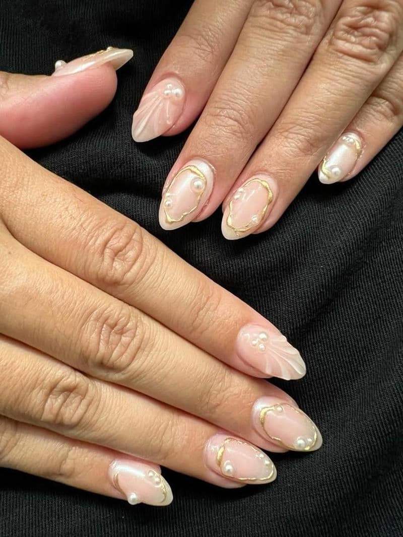 nail tay ngọc trai thời thượng