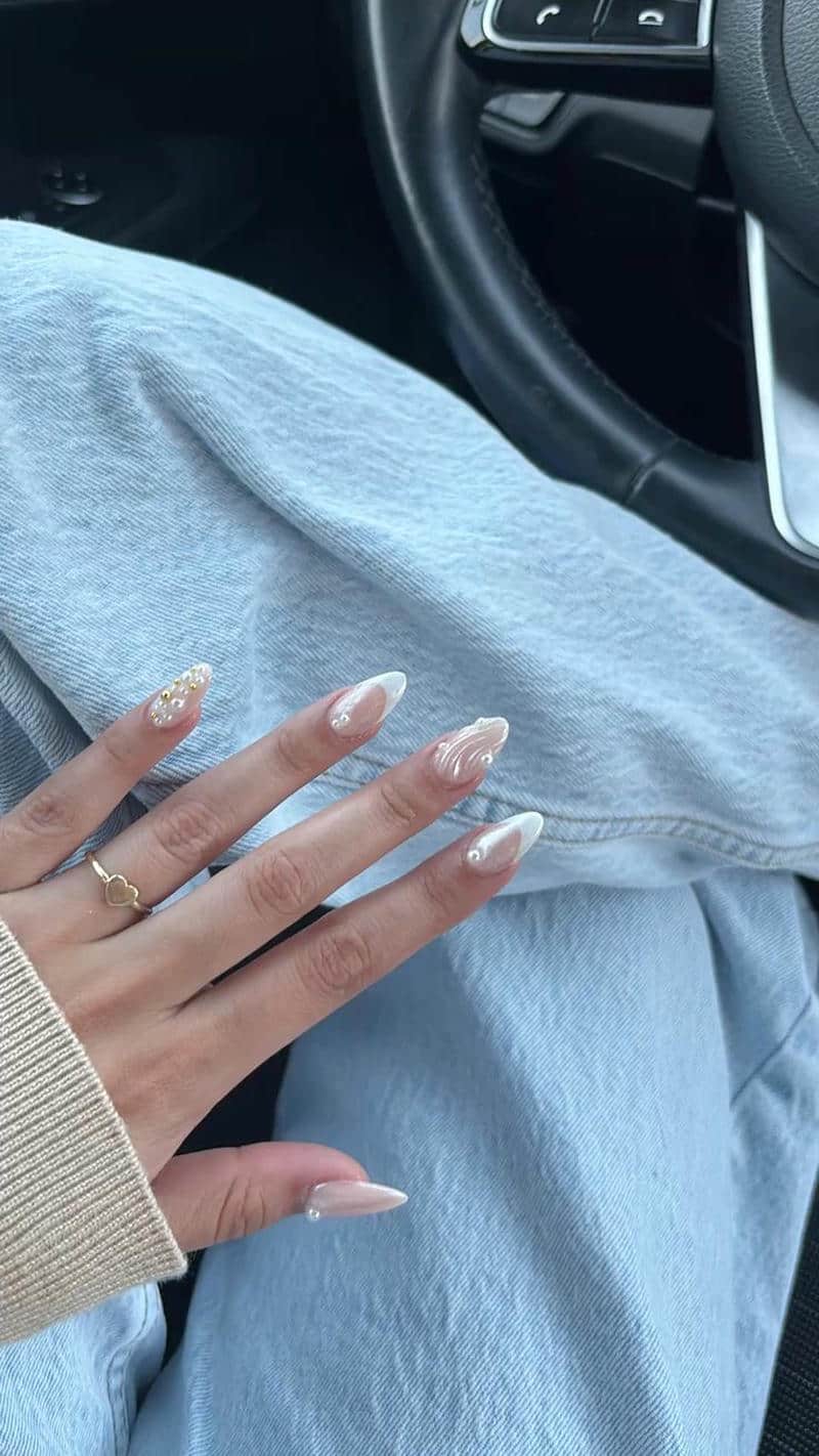 nail tay ngọc trai vân đá