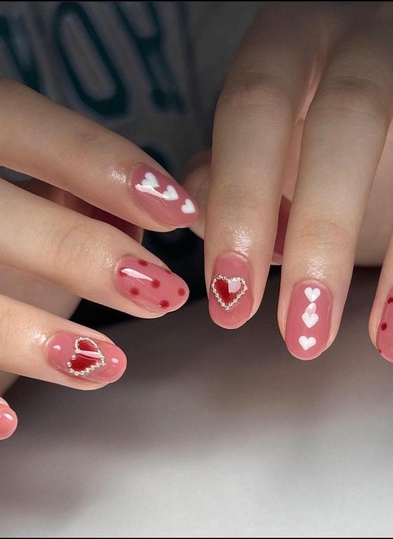 nail tay trái tim cực bắt mắt