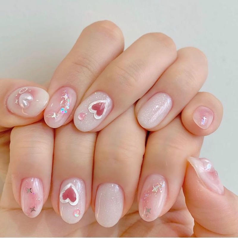 nail tay trái tim cực độc đáo