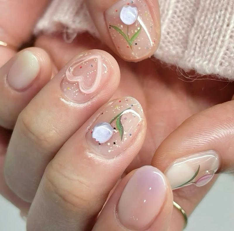 nail tay trái tim cực lung linh