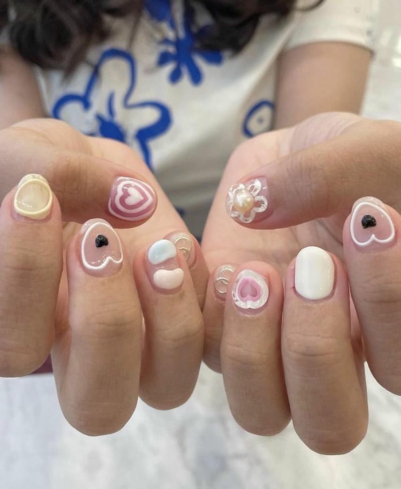 nail tay trái tim cực xinh