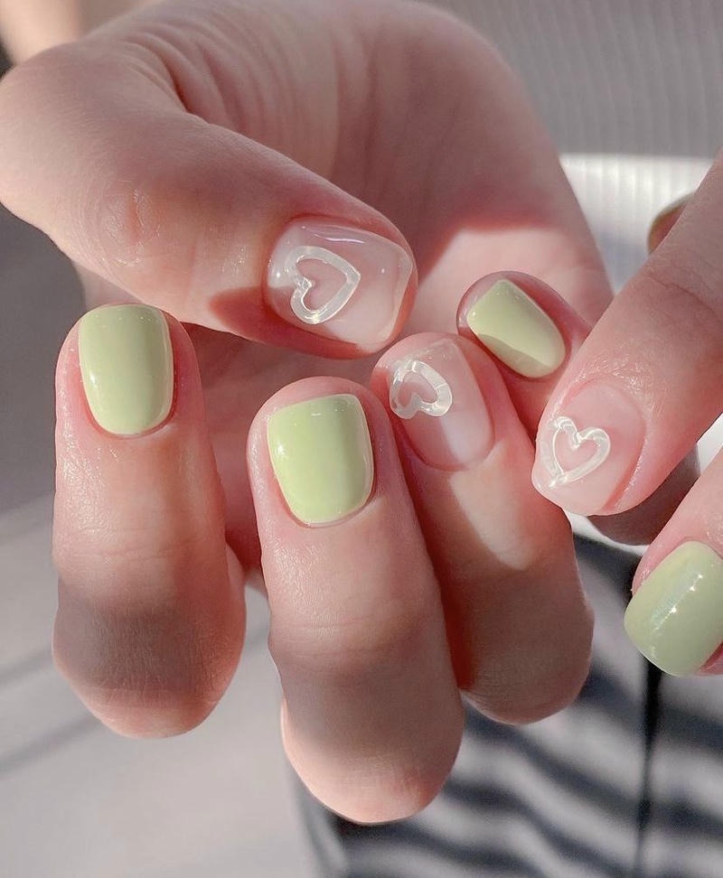 nail tay trái tim đẹp