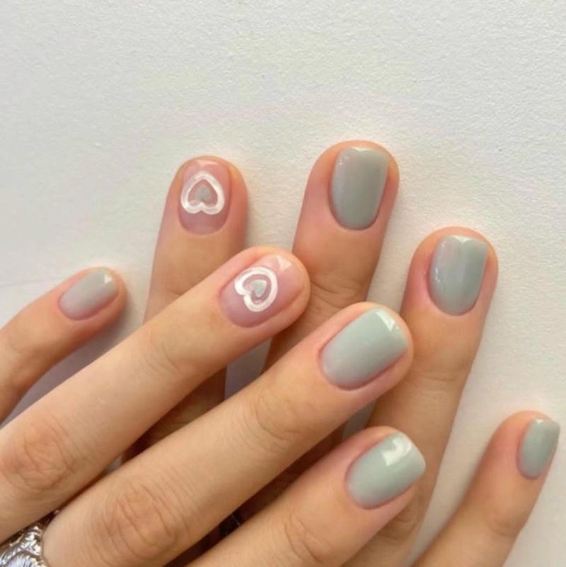 nail tay trái tim phong cách hàn quốc