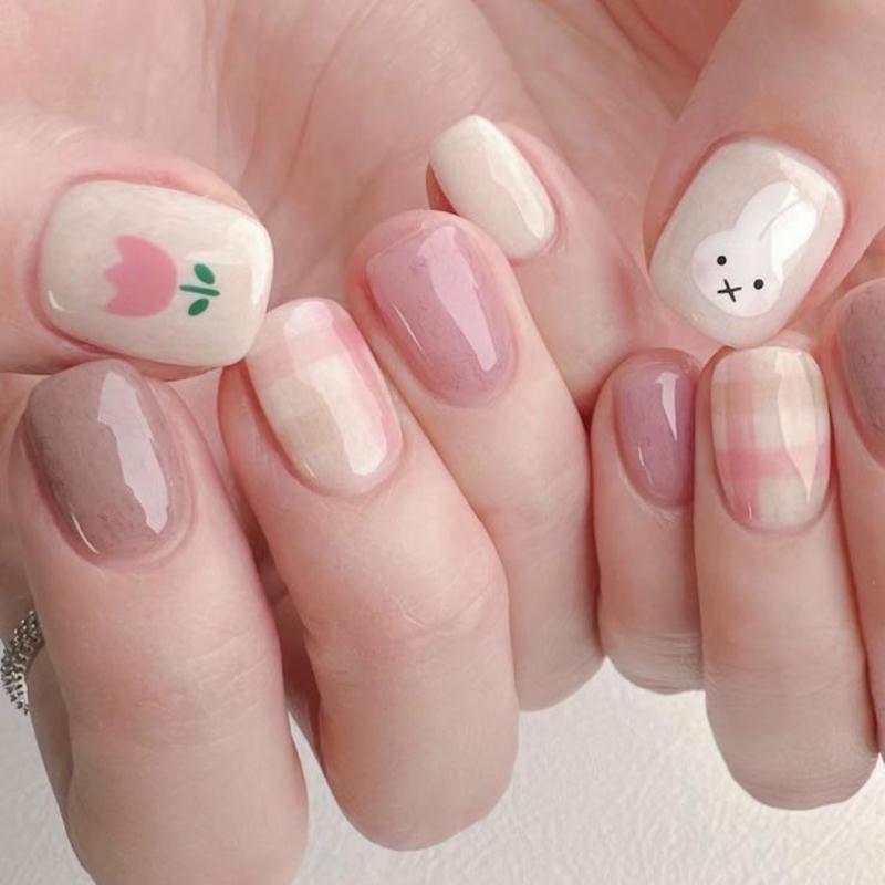 nail vẽ cute long lanh