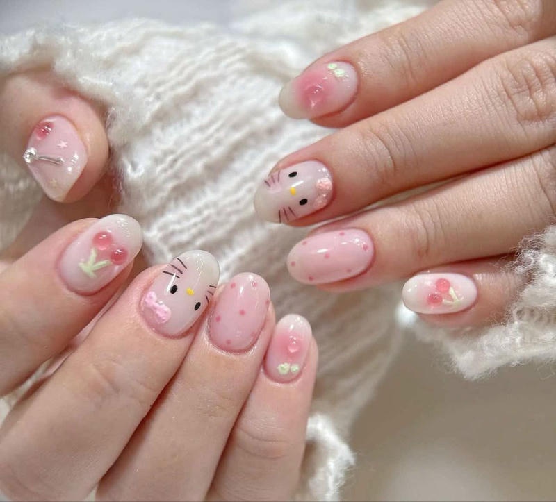 nail vẽ cute sang chảnh