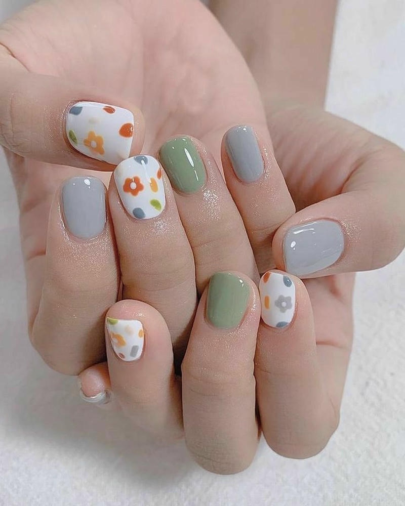 nail vẽ hoa cực đáng yêu