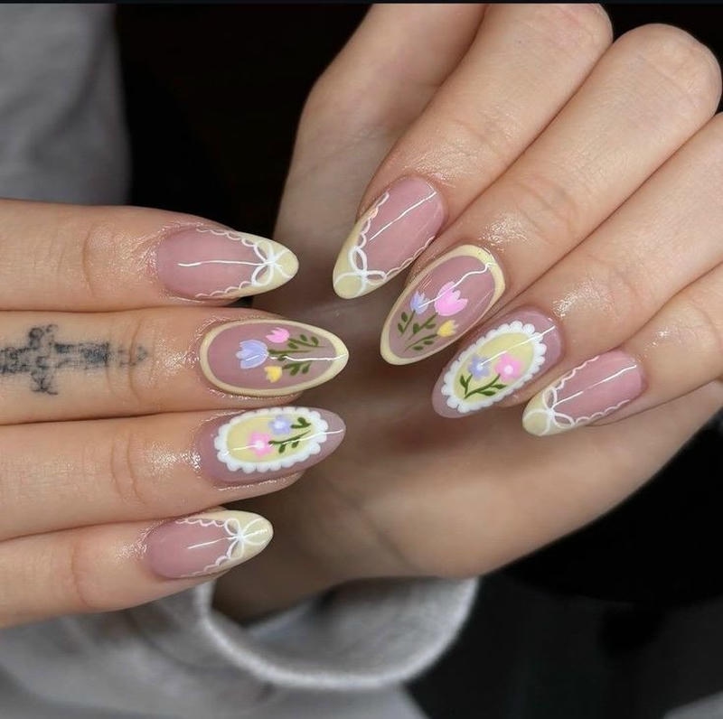 nail vẽ hoa đơn giản