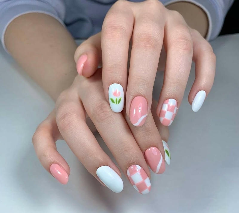 nail vẽ hoa ombre