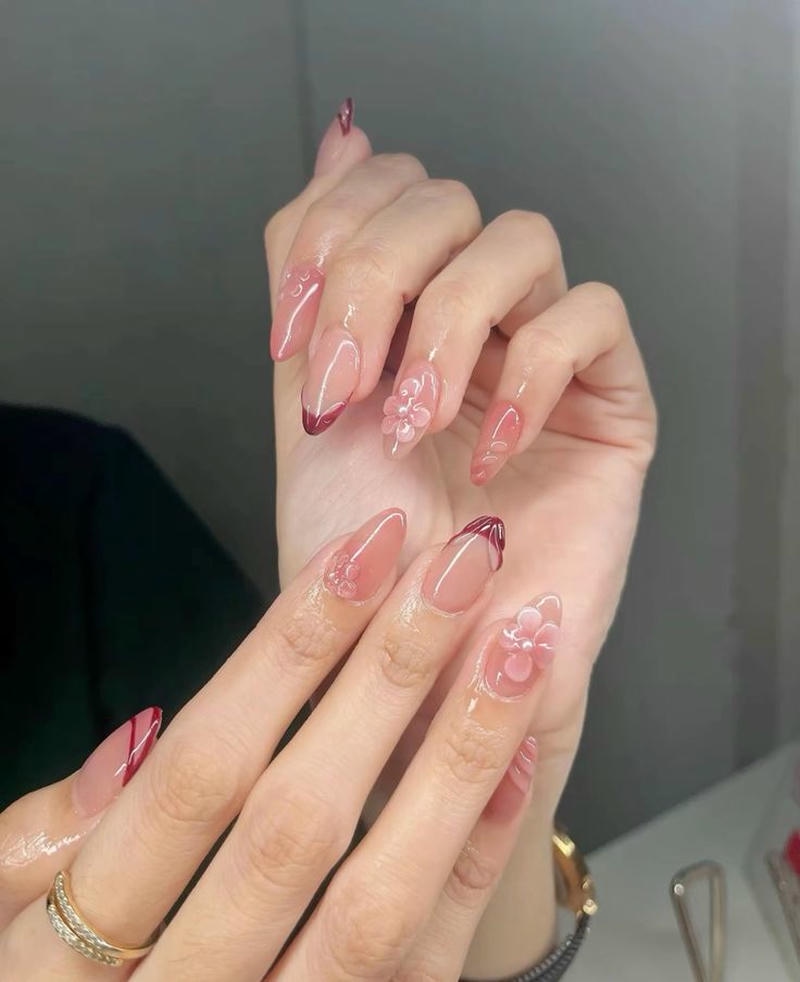 nail vẽ hoa quý phái