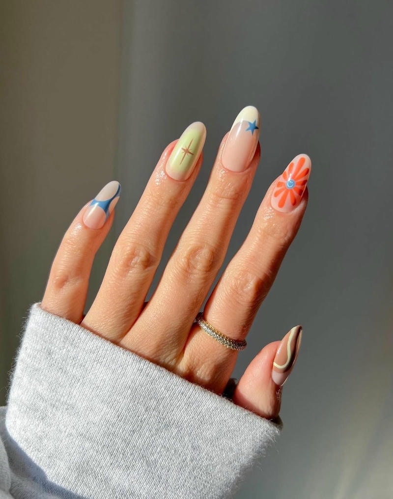 nail vẽ hoa to bản